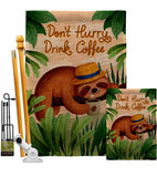 Sloth Drink Coffee - Wildlife Nature Vertical Impressions Decorative Flags HG130310 Made In USA