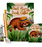 Sloth Drink Coffee - Wildlife Nature Vertical Impressions Decorative Flags HG130310 Made In USA