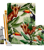 Giraffe & Toucan - Wildlife Nature Vertical Impressions Decorative Flags HG137579 Made In USA