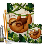 Relaxing Sloths - Wildlife Nature Vertical Impressions Decorative Flags HG190014 Made In USA