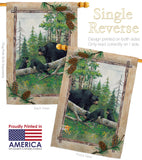 Black Bear & Cubs - Wildlife Nature Vertical Impressions Decorative Flags HG110043 Made In USA