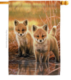 Foxes - Wildlife Nature Vertical Impressions Decorative Flags HG110086 Made In USA