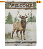 Welcome Deer - Wildlife Nature Vertical Impressions Decorative Flags HG110105 Made In USA