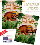 Sloth Drink Coffee - Wildlife Nature Vertical Impressions Decorative Flags HG130310 Made In USA