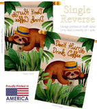 Sloth Drink Coffee - Wildlife Nature Vertical Impressions Decorative Flags HG130310 Made In USA