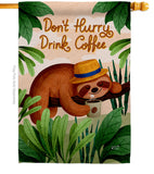 Sloth Drink Coffee - Wildlife Nature Vertical Impressions Decorative Flags HG130310 Made In USA