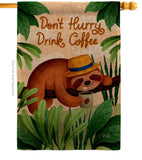 Sloth Drink Coffee - Wildlife Nature Vertical Impressions Decorative Flags HG130310 Made In USA