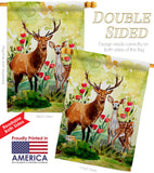 Woodland Deers - Wildlife Nature Vertical Impressions Decorative Flags HG137575 Made In USA