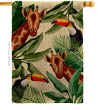 Giraffe & Toucan - Wildlife Nature Vertical Impressions Decorative Flags HG137579 Made In USA