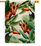 Giraffe & Toucan - Wildlife Nature Vertical Impressions Decorative Flags HG137579 Made In USA