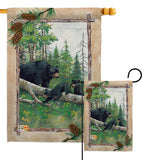 Black Bear & Cubs - Wildlife Nature Vertical Impressions Decorative Flags HG110043 Made In USA