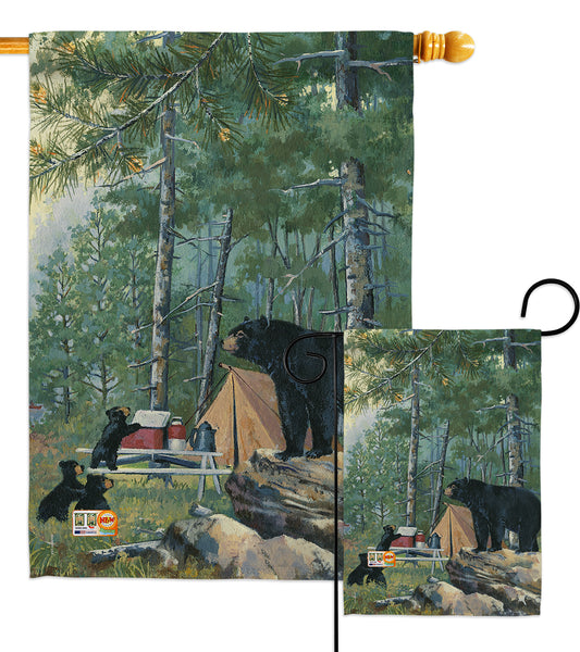 Bears Campsite - Wildlife Nature Vertical Impressions Decorative Flags HG110044 Made In USA