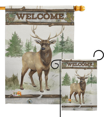 Welcome Deer - Wildlife Nature Vertical Impressions Decorative Flags HG110105 Made In USA