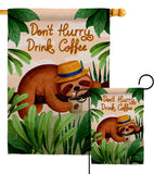 Sloth Drink Coffee - Wildlife Nature Vertical Impressions Decorative Flags HG130310 Made In USA