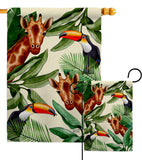 Giraffe & Toucan - Wildlife Nature Vertical Impressions Decorative Flags HG137579 Made In USA