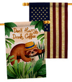 Sloth Drink Coffee - Wildlife Nature Vertical Impressions Decorative Flags HG130310 Made In USA