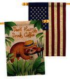 Sloth Drink Coffee - Wildlife Nature Vertical Impressions Decorative Flags HG130310 Made In USA