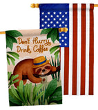 Sloth Drink Coffee - Wildlife Nature Vertical Impressions Decorative Flags HG130310 Made In USA