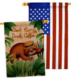 Sloth Drink Coffee - Wildlife Nature Vertical Impressions Decorative Flags HG130310 Made In USA