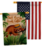 Sloth Drink Coffee - Wildlife Nature Vertical Impressions Decorative Flags HG130310 Made In USA