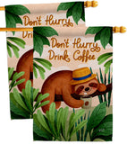 Sloth Drink Coffee - Wildlife Nature Vertical Impressions Decorative Flags HG130310 Made In USA