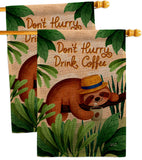 Sloth Drink Coffee - Wildlife Nature Vertical Impressions Decorative Flags HG130310 Made In USA