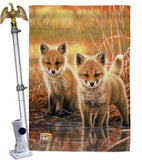 Foxes - Wildlife Nature Vertical Impressions Decorative Flags HG110086 Made In USA