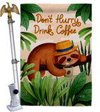 Sloth Drink Coffee - Wildlife Nature Vertical Impressions Decorative Flags HG130310 Made In USA