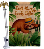 Sloth Drink Coffee - Wildlife Nature Vertical Impressions Decorative Flags HG130310 Made In USA