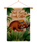 Sloth Drink Coffee - Wildlife Nature Vertical Impressions Decorative Flags HG130310 Made In USA