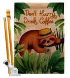 Sloth Drink Coffee - Wildlife Nature Vertical Impressions Decorative Flags HG130310 Made In USA