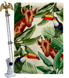 Giraffe & Toucan - Wildlife Nature Vertical Impressions Decorative Flags HG137579 Made In USA