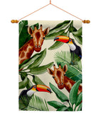 Giraffe & Toucan - Wildlife Nature Vertical Impressions Decorative Flags HG137579 Made In USA