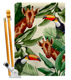 Giraffe & Toucan - Wildlife Nature Vertical Impressions Decorative Flags HG137579 Made In USA