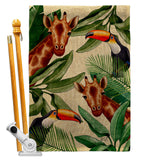 Giraffe & Toucan - Wildlife Nature Vertical Impressions Decorative Flags HG137579 Made In USA