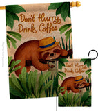 Sloth Drink Coffee - Wildlife Nature Vertical Impressions Decorative Flags HG130310 Made In USA