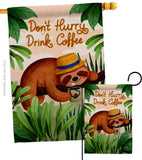 Sloth Drink Coffee - Wildlife Nature Vertical Impressions Decorative Flags HG130310 Made In USA