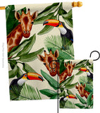 Giraffe & Toucan - Wildlife Nature Vertical Impressions Decorative Flags HG137579 Made In USA