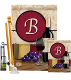 Wine B Initial - Wine Happy Hour & Drinks Vertical Impressions Decorative Flags HG130210 Made In USA