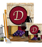 Wine D Initial - Wine Happy Hour & Drinks Vertical Impressions Decorative Flags HG130212 Made In USA