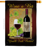 Wine a Bit - Wine Happy Hour & Drinks Vertical Impressions Decorative Flags HG117021 Made In USA