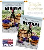 Wine in Wisdom - Wine Happy Hour & Drinks Vertical Impressions Decorative Flags HG117064 Made In USA