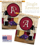 Wine A Initial - Wine Happy Hour & Drinks Vertical Impressions Decorative Flags HG130209 Made In USA