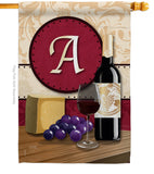 Wine A Initial - Wine Happy Hour & Drinks Vertical Impressions Decorative Flags HG130209 Made In USA