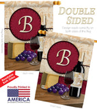 Wine B Initial - Wine Happy Hour & Drinks Vertical Impressions Decorative Flags HG130210 Made In USA