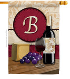 Wine B Initial - Wine Happy Hour & Drinks Vertical Impressions Decorative Flags HG130210 Made In USA