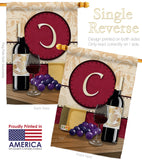 Wine C Initial - Wine Happy Hour & Drinks Vertical Impressions Decorative Flags HG130211 Made In USA