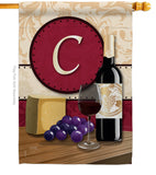 Wine C Initial - Wine Happy Hour & Drinks Vertical Impressions Decorative Flags HG130211 Made In USA