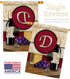 Wine D Initial - Wine Happy Hour & Drinks Vertical Impressions Decorative Flags HG130212 Made In USA