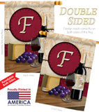 Wine F Initial - Wine Happy Hour & Drinks Vertical Impressions Decorative Flags HG130214 Made In USA